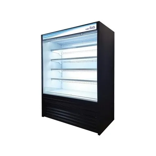 Blue Air BOD-60S 60" Vertical Open Display Case, Solid Side Panel, 4 Shelves, w/ Night Curtain, 33.9 cu. ft. 