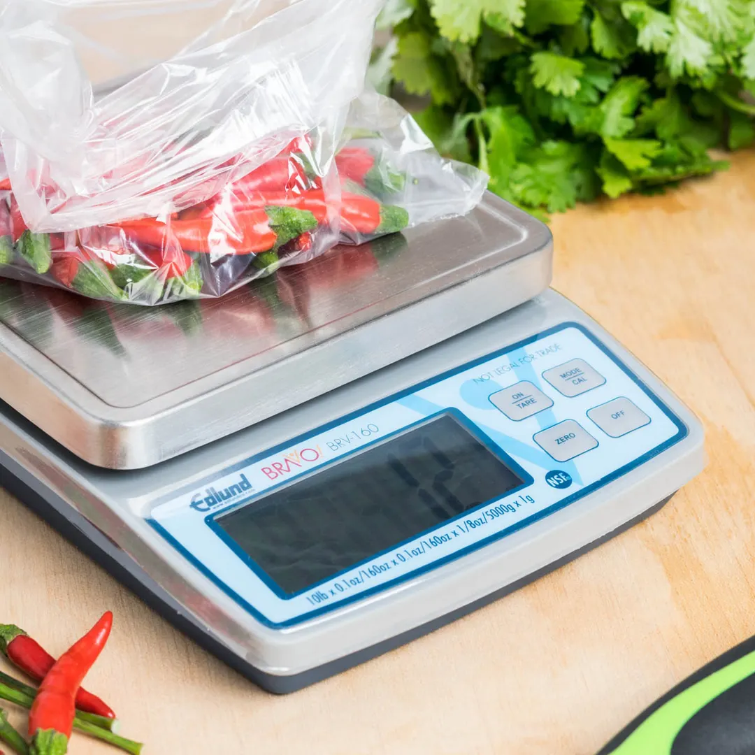 Edlund BRV-160 OP - 10-29 lb Portion Scale, 5-5/8" x 6-15/16" Stainless Platform, LCD, Auto Shut‑Off