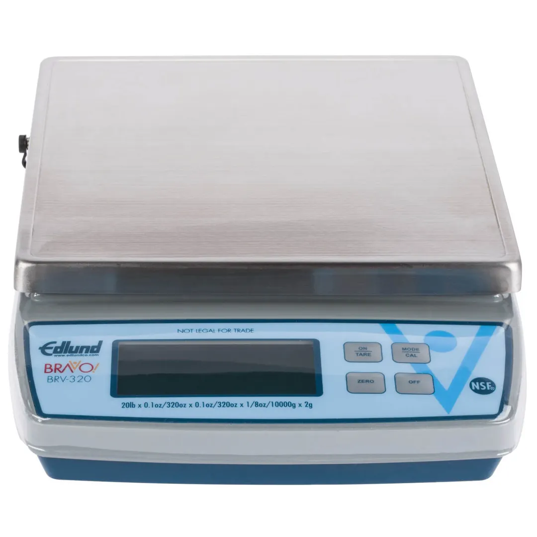 Edlund BRV-320 Bravo! Portion Scale, 20 lb Capacity, 7" Square Stainless Steel Platform, Shut‑Off, LCD Display