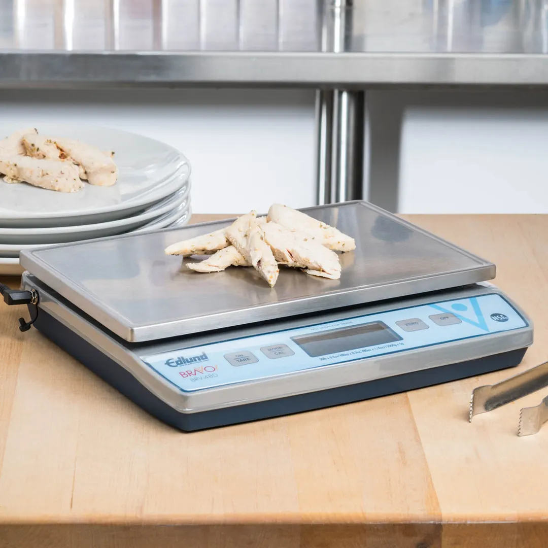 Edlund BRV-480 Bravo! Portion Scale – 30-70 lb, 0.2 oz Resolution, 11-2/5" x 7" Stainless Steel Platform