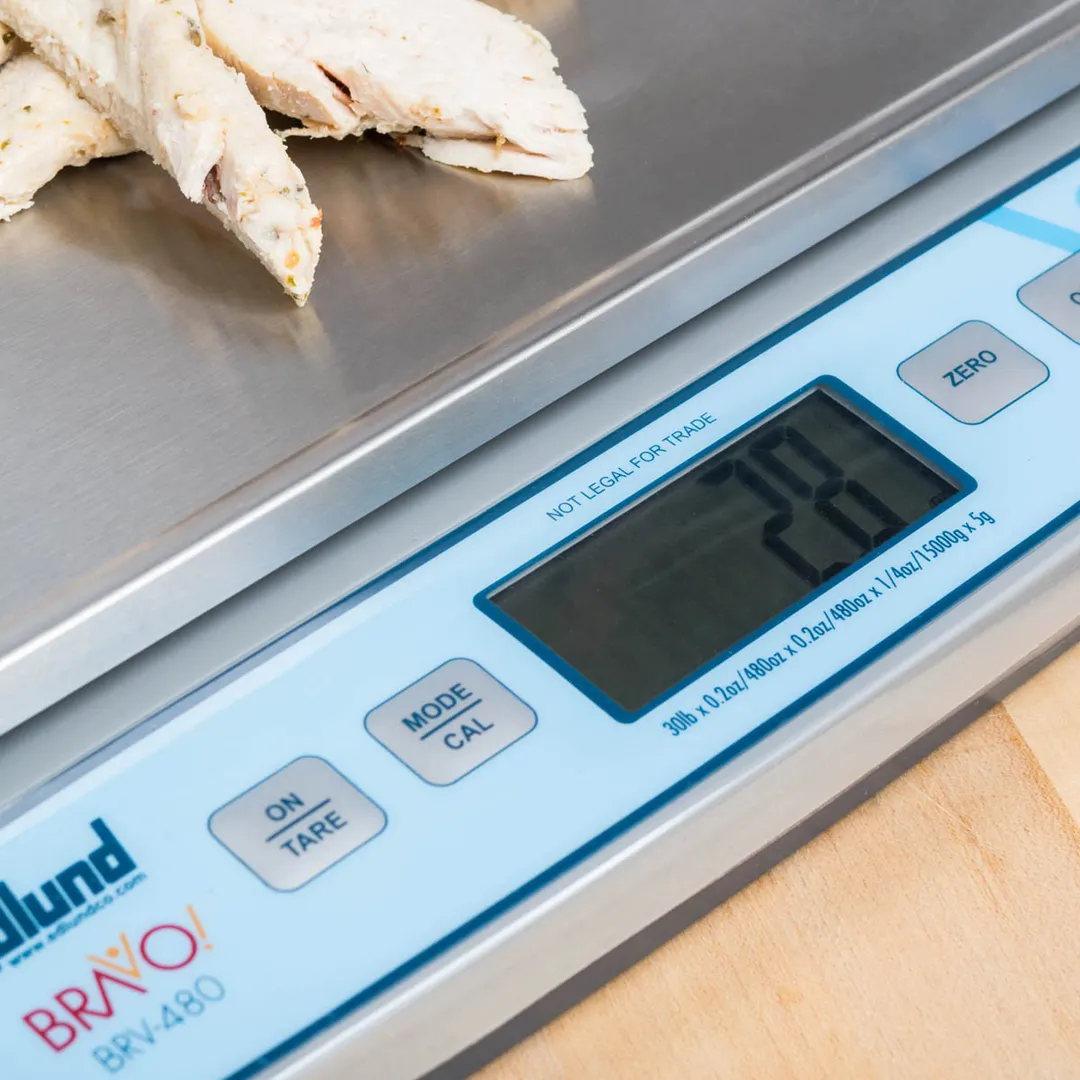 Edlund BRV-480 Bravo! Portion Scale – 30-70 lb, 0.2 oz Resolution, 11-2/5" x 7" Stainless Steel Platform