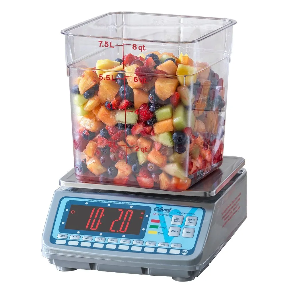 Edlund BRV-HP30 Bravo! 30 lb Portion Scale, 0.1 oz, 9.64"x8.71" Stainless Platform, RED LED Display