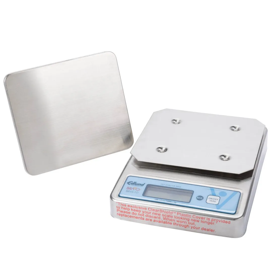 Edlund BRVS-10 Bravo! 10‑lb Electronic Portion Scale, 0.1 oz/2 g Accuracy, 6″×6‑3/4″ Stainless Platform, LCD