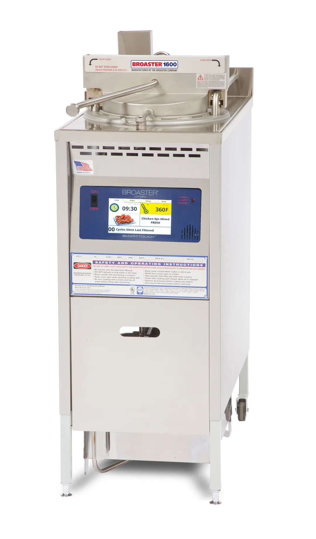 Broaster BROASTER 1600 PRESSURE FRYER SMART TOUCH Broaster® 1600 Pressure Fryer