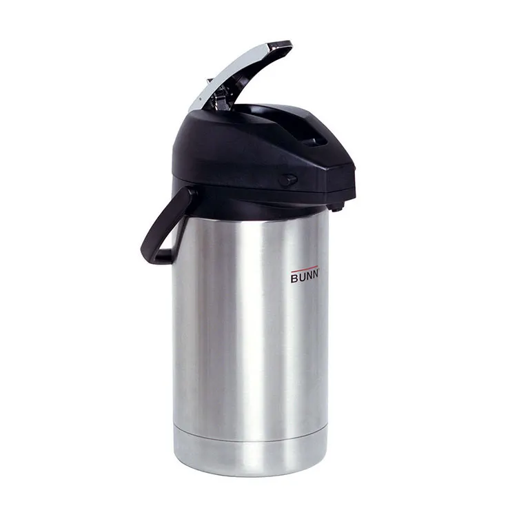 BUNN 32130.0100 Airpot, 3.0 Liter 102 Oz Lever-Action, Stainless Steel Body And Liner - 1/Pack - Set of 6