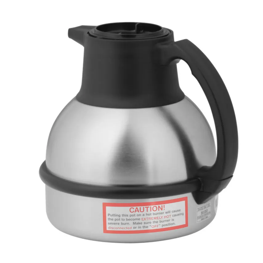BUNN 36029.0001 Thermal Carafe, 1.9 L (64 Oz) Stainless Steel, Black Brew‑Thru Lid, Vacuum Insulated