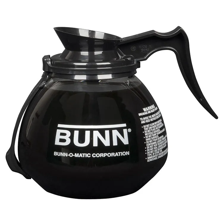 BUNN 42400.0203 Coffee Decanter – 64 Oz. (2 Qt) Glass, RFID Enabled, Black Handle – 3/Case