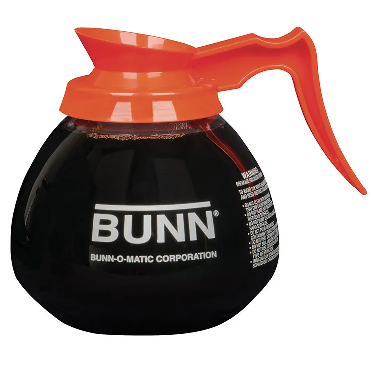 BUNN 42401.0103 Decanter - 64 Oz. (2 Qt) Clear Glass, Orange Handle - 3/Case