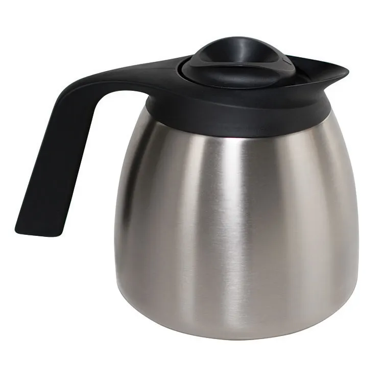 BUNN 51746.0001 Thermal Decanter, 64 Oz (1.9 L), Stainless Steel, Black Lid, Vacuum Insulated