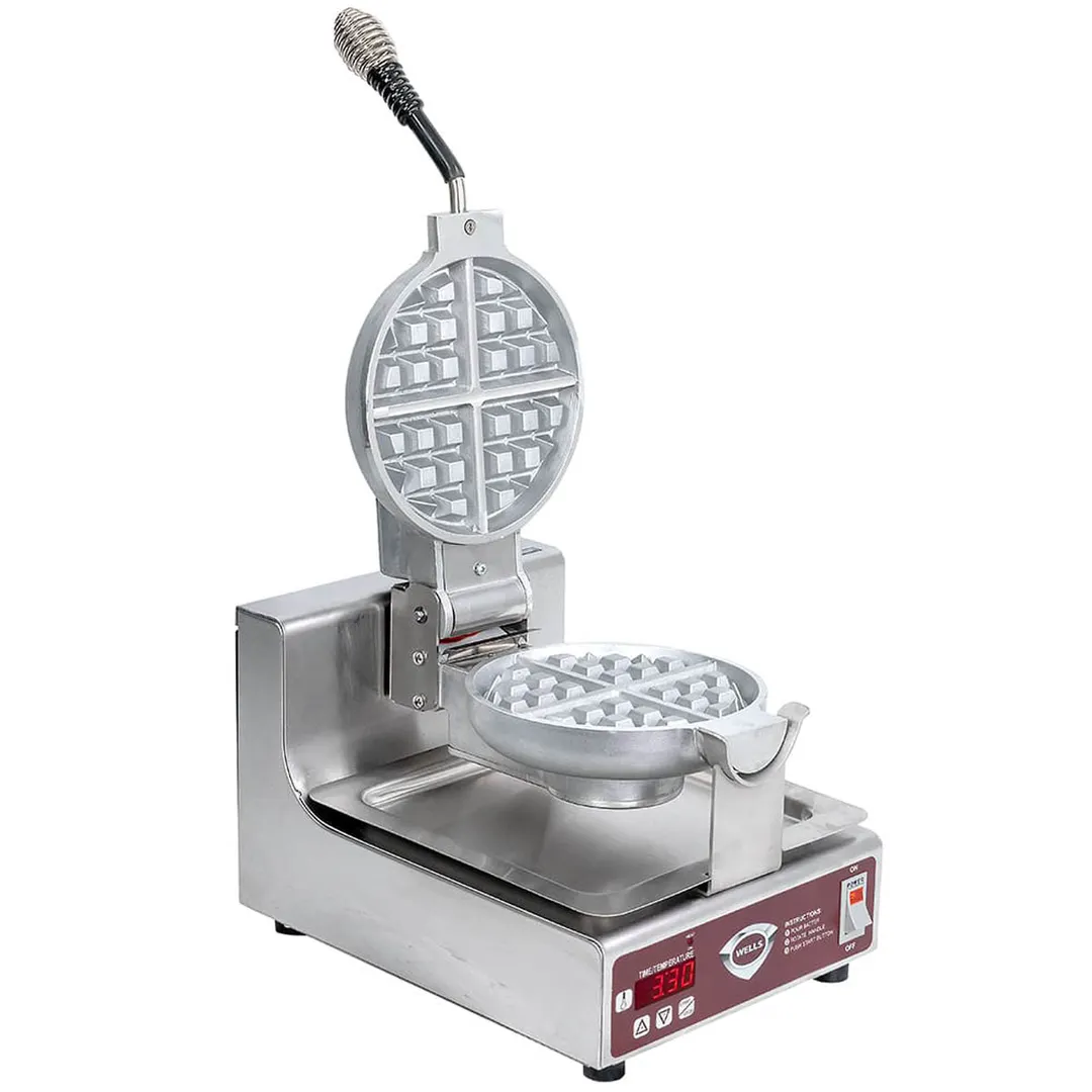 Wells BWB-1SE Belgian Waffle Baker, Single, Round, Cast Aluminum Grid