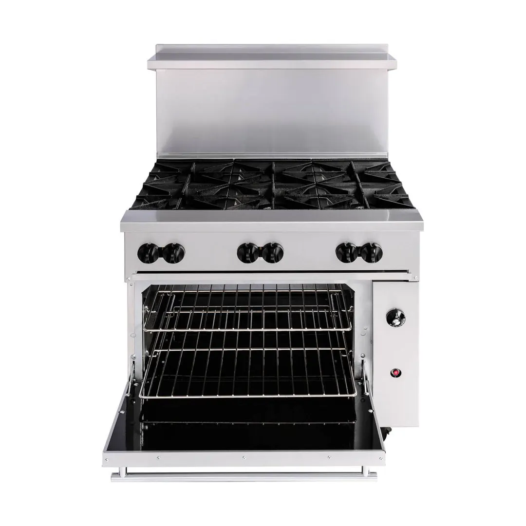 Wolf C36S-6B 36" Gas Restaurant Range w/ (6) Open Burners, (1) Standard Oven, 215.000 BTU