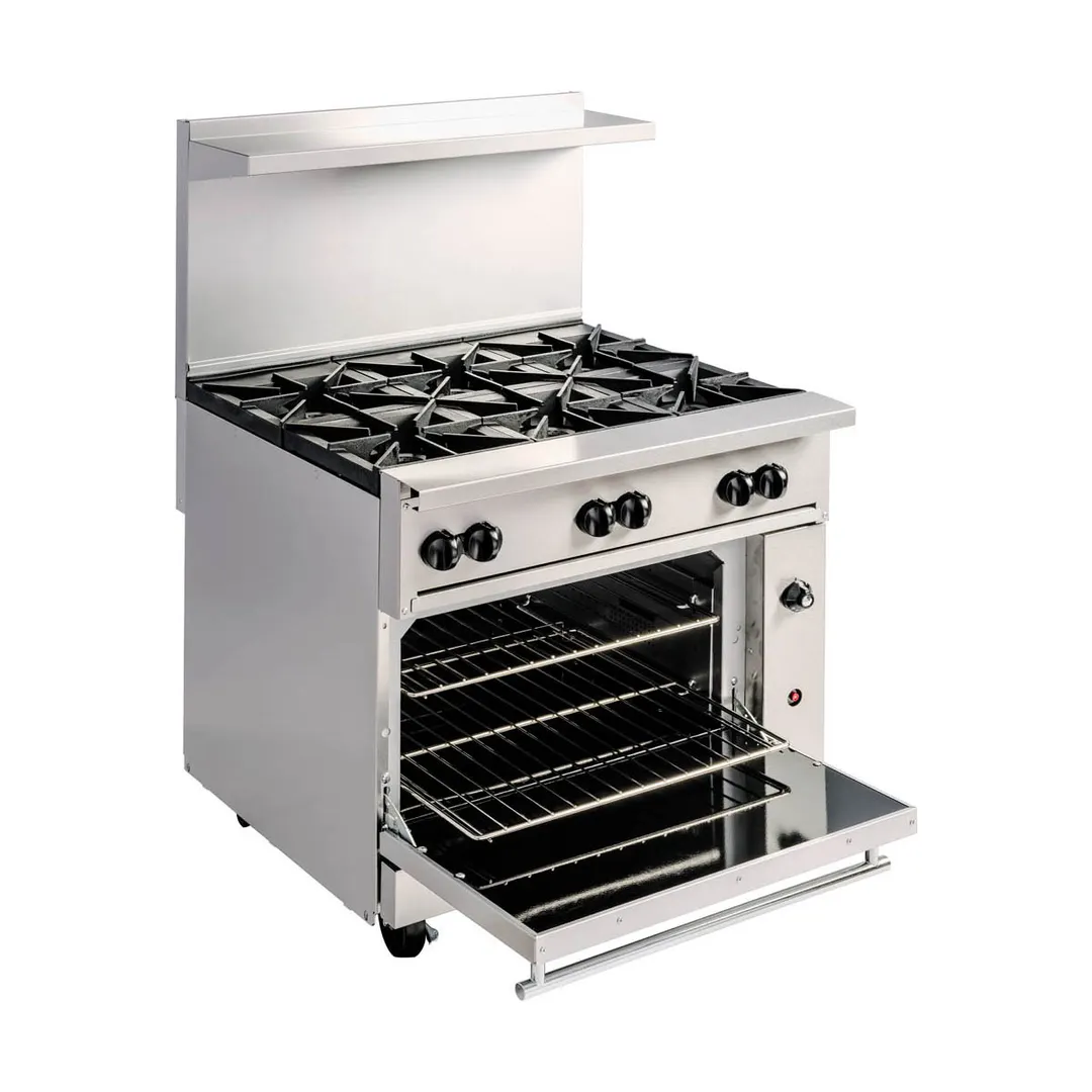 Wolf C36S-6B 36" Gas Restaurant Range w/ (6) Open Burners, (1) Standard Oven, 215.000 BTU
