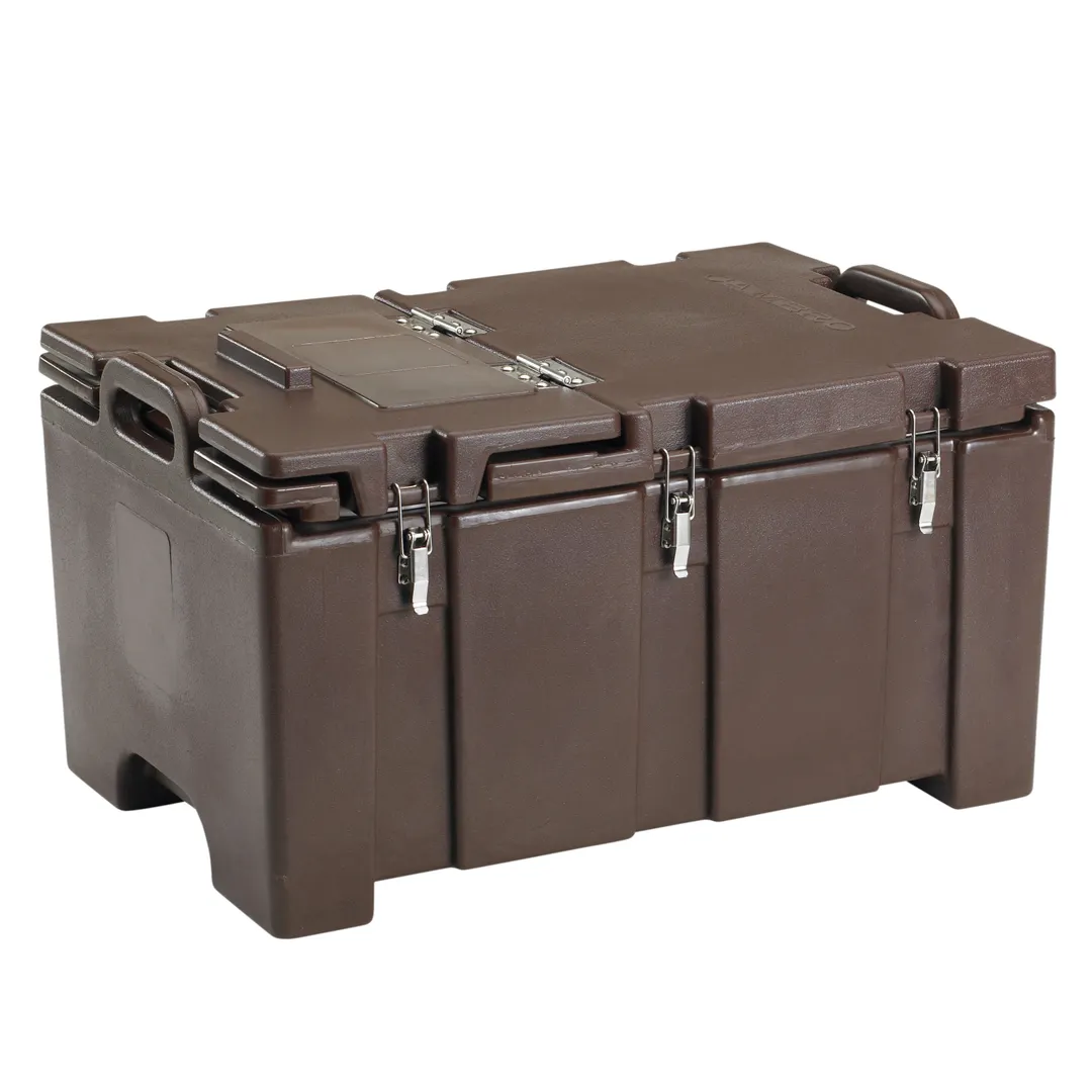 Cambro 100MPCHL131 Camcarriers® Top Loading Insulated Food Carrier w/ Hinged Lid, Dark Brown