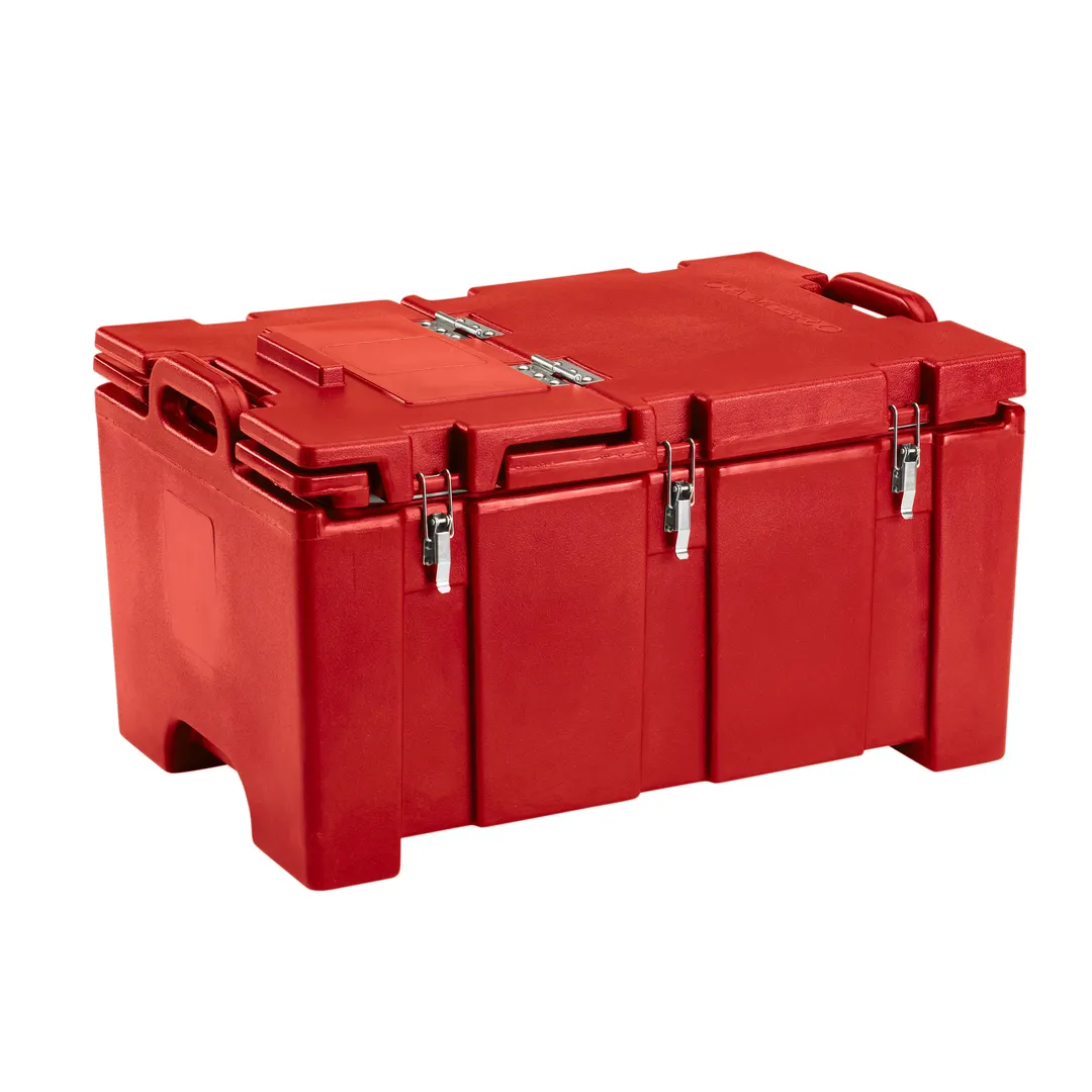 Cambro 100MPCHL158 Camcarriers® Top Loading Insulated Food Carrier w/ Hinged Lid, Hot Red