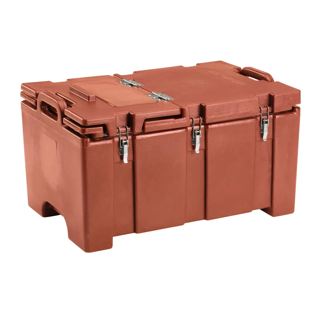 Cambro 100MPCHL402 Camcarriers® Top Loading Insulated Food Carrier w/ Hinged Lid, Brick Red