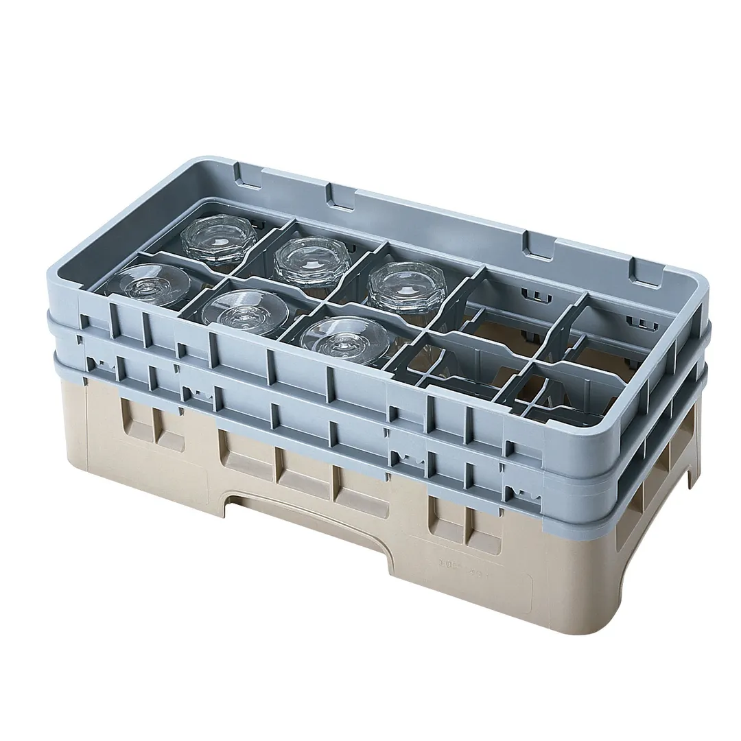 Cambro 10HS434184 Camrack Glass Rack, Half Size, Beige, 10 Compartments, 3-7/16 Max Dia, 5-1/4 Max Height