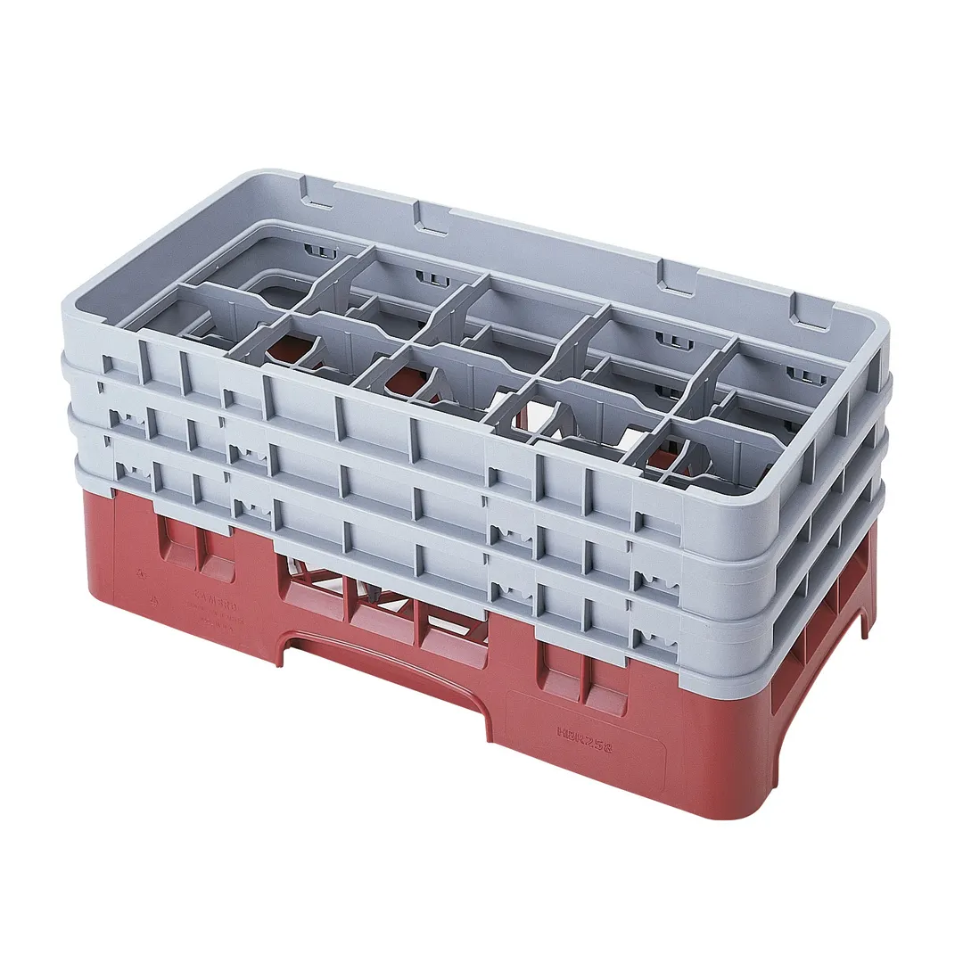Cambro 10HS638416 Camrack Glass Rack, Half Size, 10x19.75x8.875, 10 Compartments, 3.4375 Max Dia, 6.875 Max Height, Cranberry Red