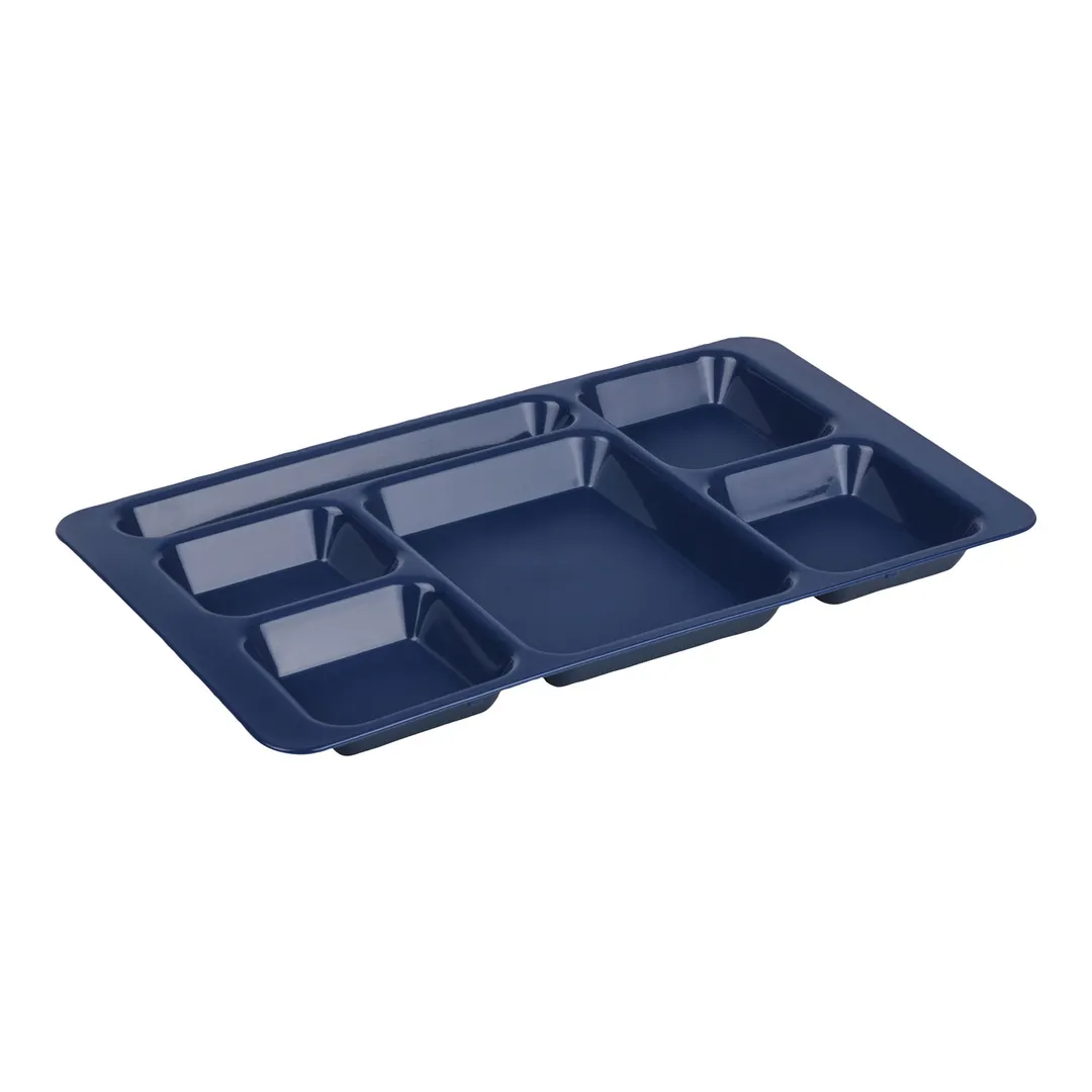 Cambro 1596CP186 2 x 2 Tray, 6-Compartment Rectangular, 9" x 15" Navy Blue CoPolymer