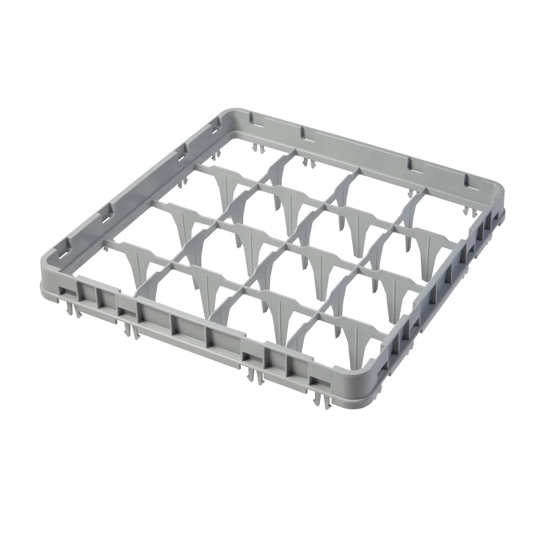 Cambro 16E1151 Full Size Dish Rack Extender, 16 Compartments, Soft Gray, 19-5/8" x 19-5/8" x 2"