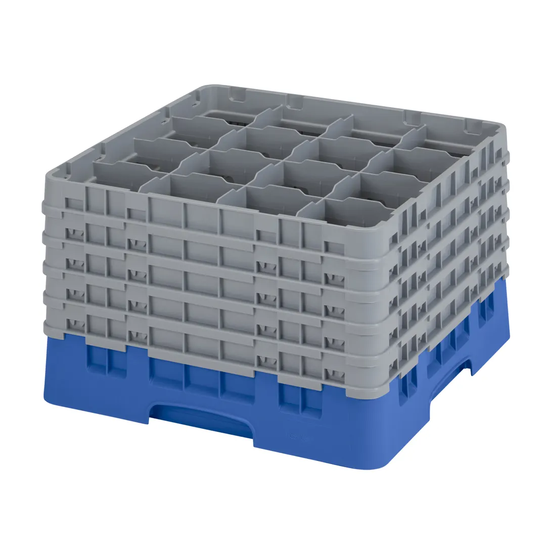 Cambro 16S1058168 Camrack Glass Rack, Full Size, Blue, 19-3/4 x 19-3/4, 16 Compartments, 11 Height
