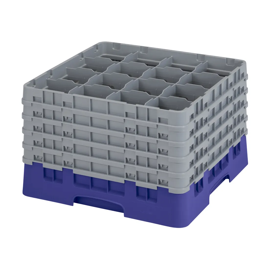 Cambro 16S1058186 Camrack Glass Rack, Navy Blue, Full Size, 19-3/4" x 19-3/4", 16 Compartments, 11" Height