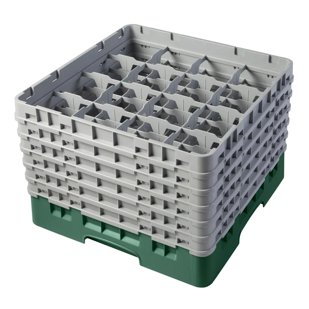Cambro 16S1114119 Camrack Glass Rack, Sherwood Green, 16 Compartments, 19-3/4" x 19-3/4", HACCP Compliant