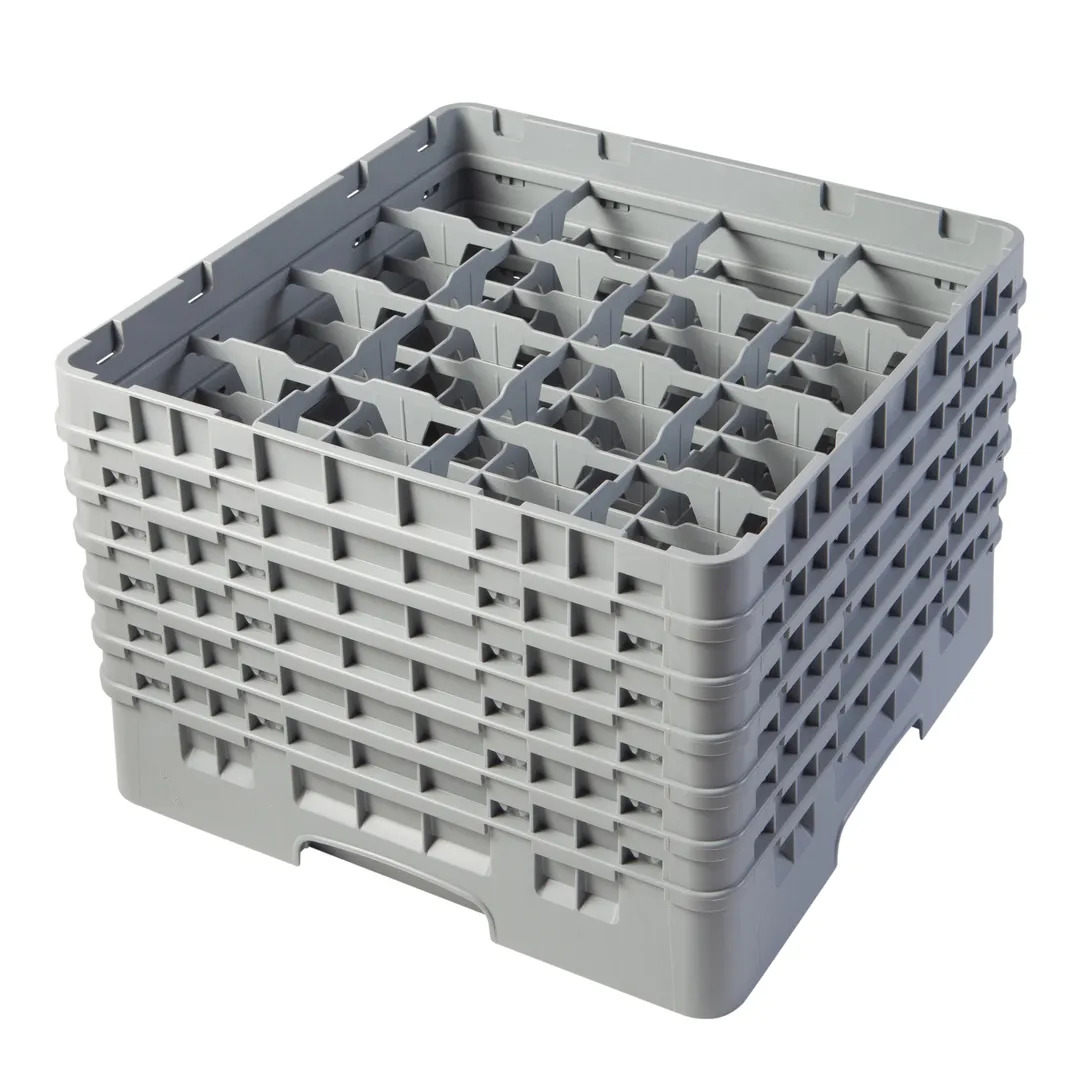 Cambro 16S1114151 Camrack Glass Rack, Soft Gray, Full Size, 19-3/4" x 19-3/4", 16 Compartments, 4-3/8" Max Dia