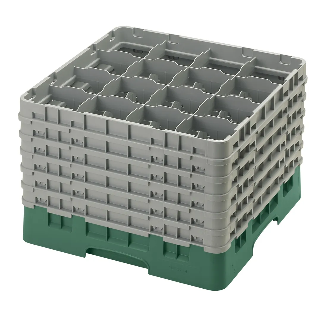 Cambro 16S1214119 Camrack Glass Rack, Sherwood Green, Full Size, 19-3/4 x 19-3/4, 16 Compartments