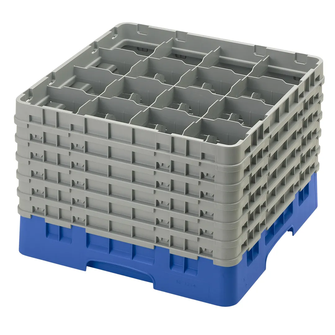 Cambro 16S1214168 Camrack Glass Rack, Full Size, Blue, 19-3/4 x 19-3/4, 16 Compartments, HACCP Compliant