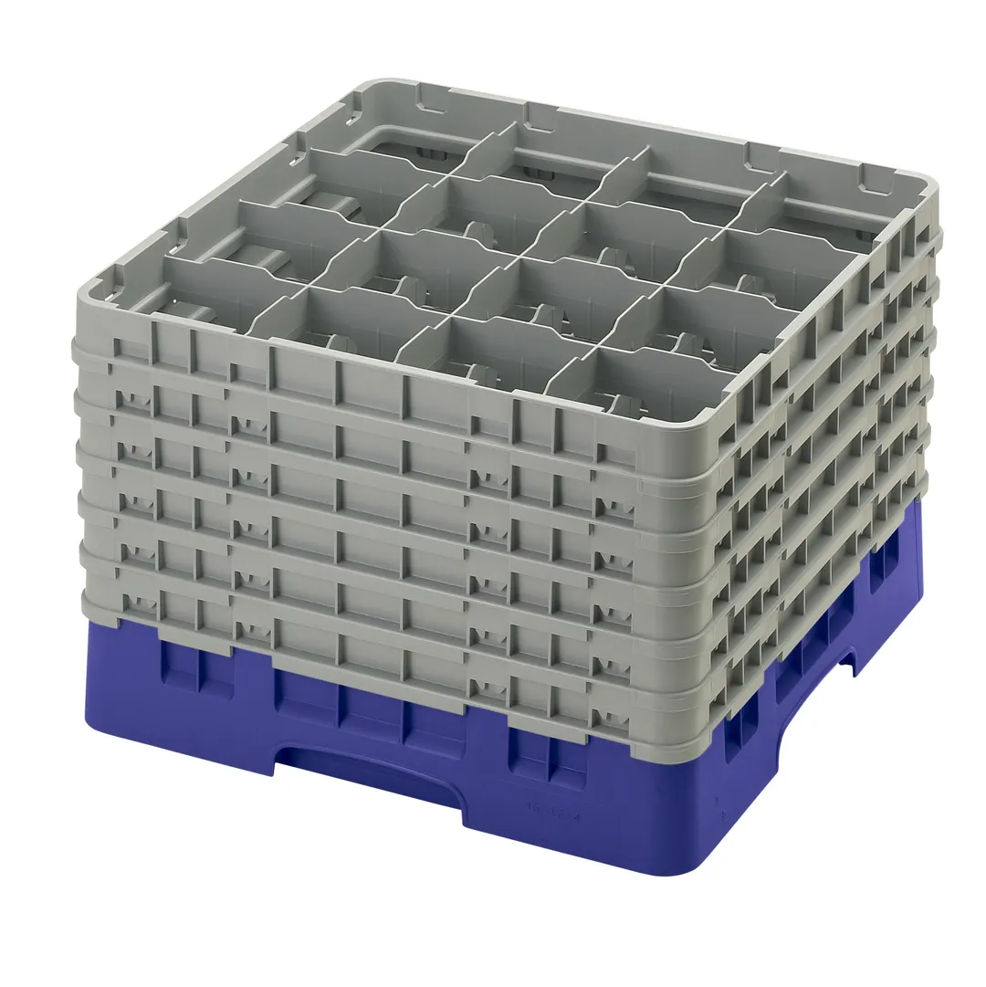 Cambro 16S1214186 Camrack Glass Rack, Navy Blue, Full Size, 19-3/4" x 19-3/4", 16 Compartments