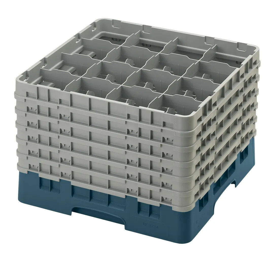 Cambro 16S1214414 Camrack Glass Rack, Teal, Full Size, 19-3/4" x 13-3/4", 16 Compartments, 4-3/8" Max Dia