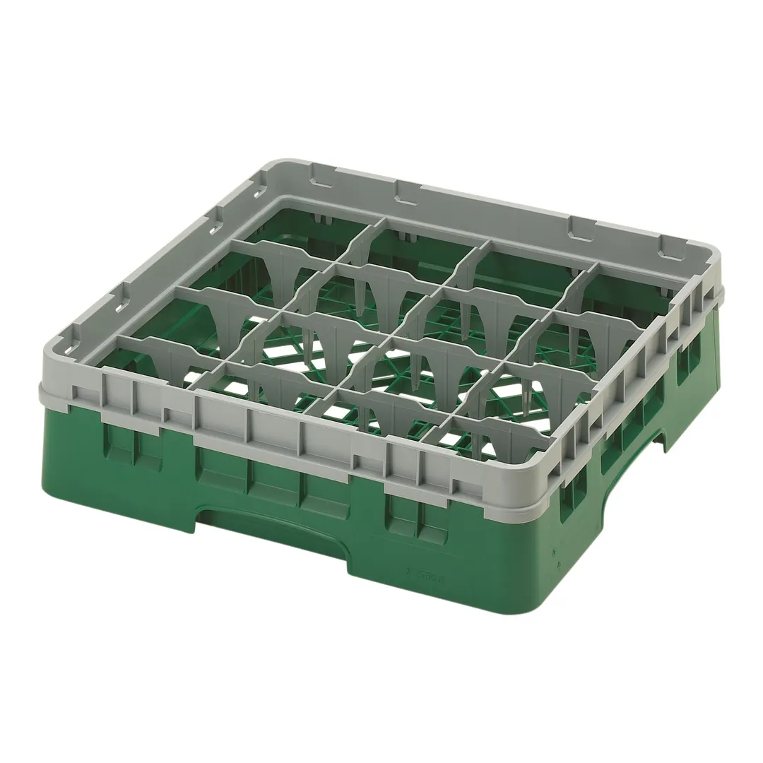 Cambro 16S318119 Camrack Glass Rack, Sherwood Green, Full Size, 19-3/4 x 19-3/4, 16 Compartments