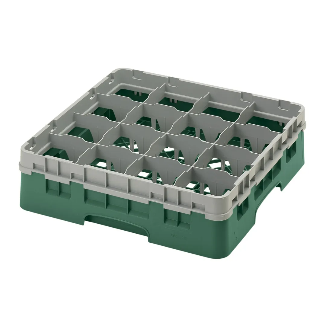 Cambro 16S418119 Camrack Glass Rack, Sherwood Green, Full Size, 19-3/4" x 19-3/4", 16 Compartments