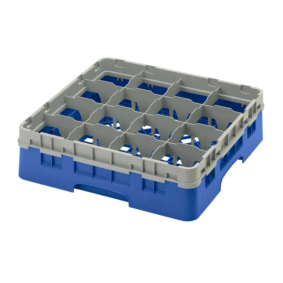 Cambro 16S418168 Camrack Glass Rack, Blue, Full Size, 19-3/4" x 19-3/4", 16 Compartments, 4-3/8" Max Dia