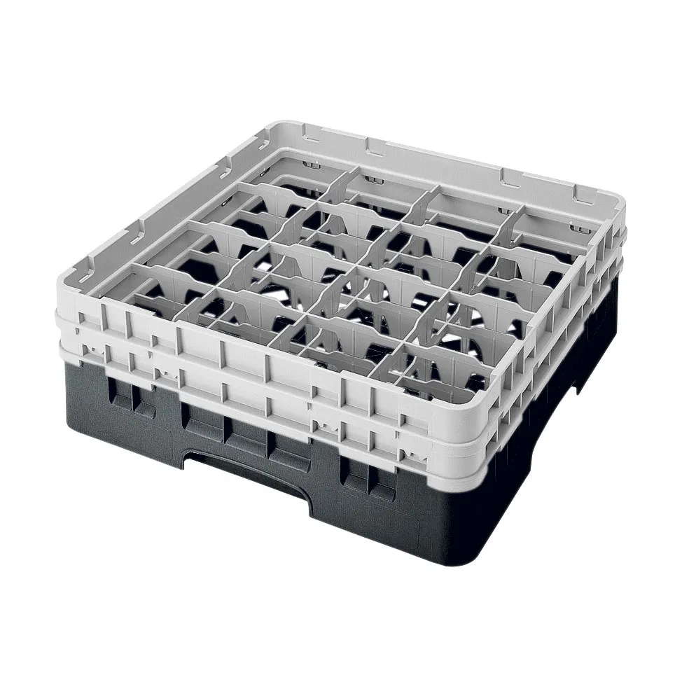 Cambro 16S434110 Camrack Glass Rack, Black, Full Size, 19-3/4 x 19-3/4, 16 Compartments