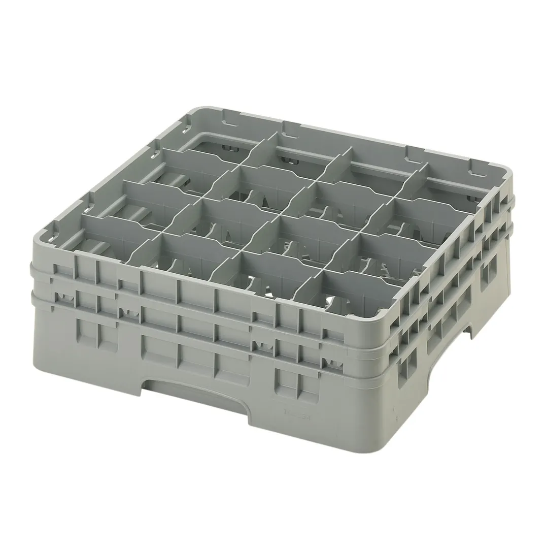 Cambro 16S534151 Camrack Glass Rack, Soft Gray, Full Size, 19-3/4" x 19-3/4", 16 Compartments