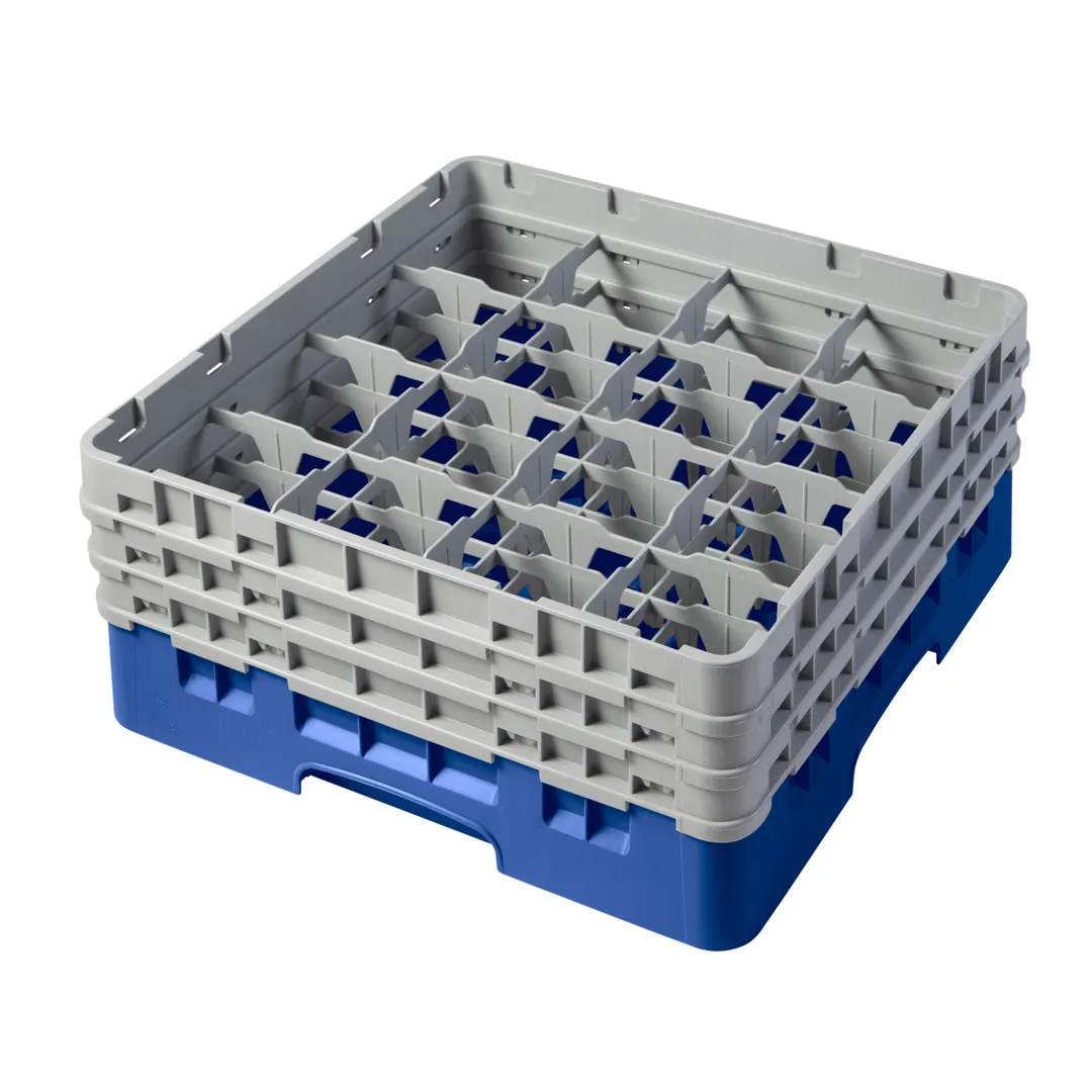 Cambro 16S638168 Camrack Glass Rack, Blue, Full Size, 19-3/4" x 19-3/4", 16 Compartments, 4-3/8" Max Dia, HACCP