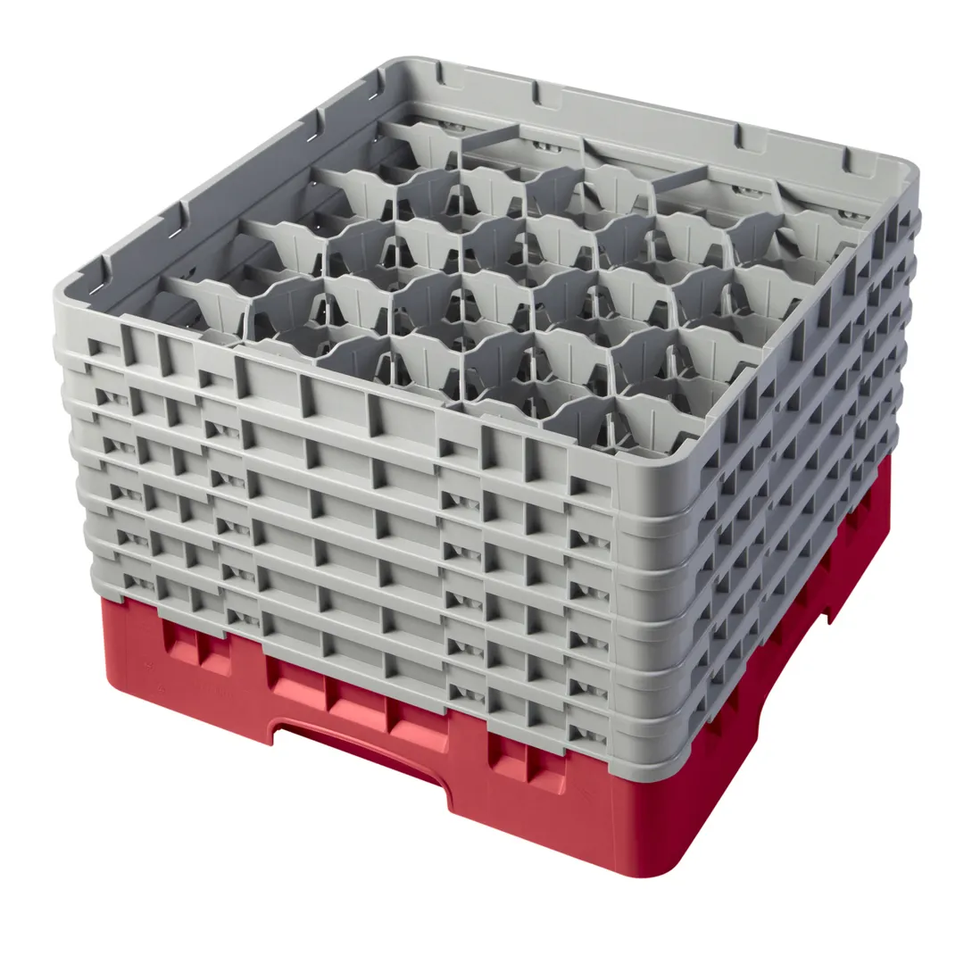 Cambro 20S1114163 Camrack Glass Rack, Red, Full Size, 20 Compartments, 11-3/4 Max Height, 3-7/8 Max Dia