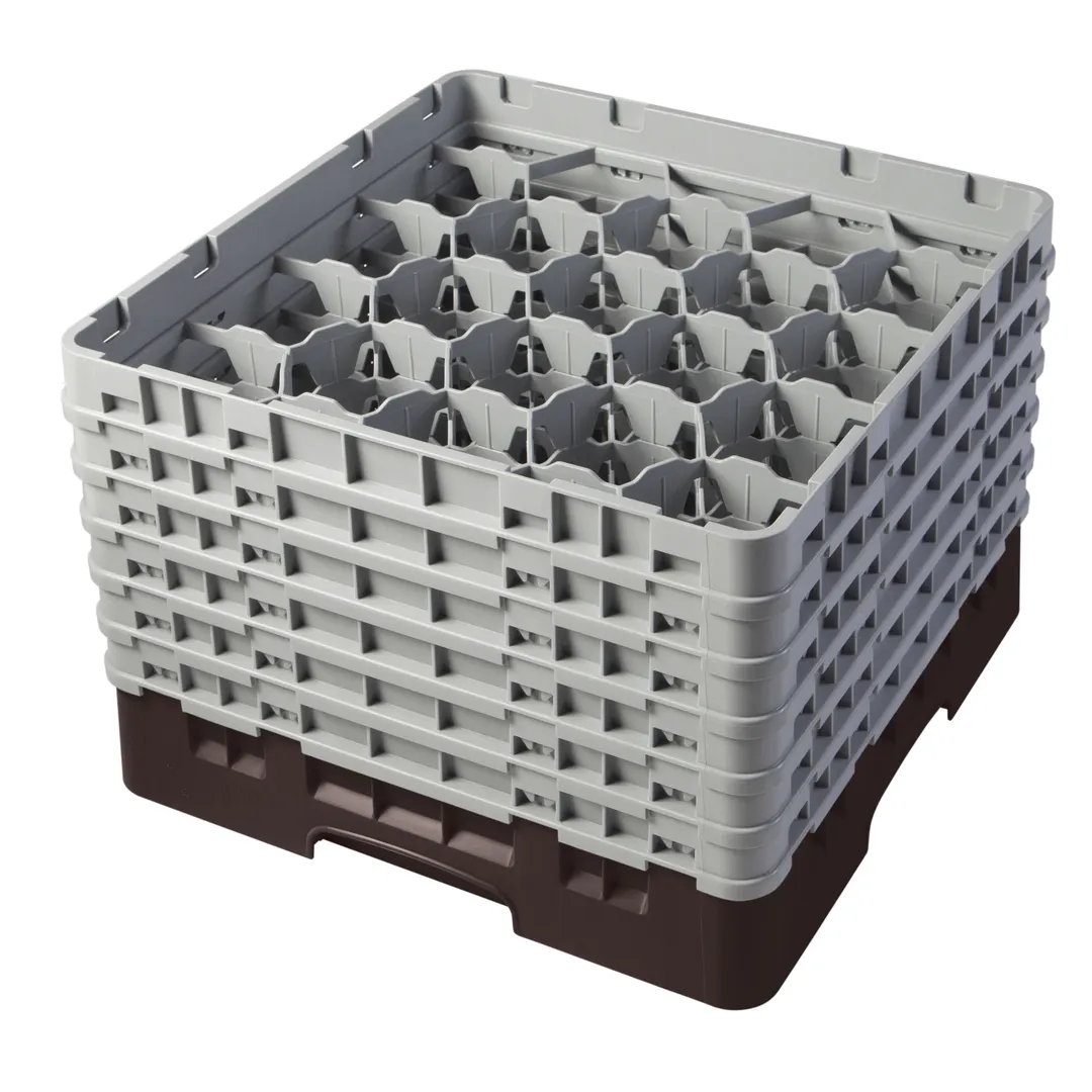 Cambro 20S1114167 Camrack Glass Rack, Full Size, Brown, 20 Compartments, 19-3/4" x 19-3/4", HACCP Compliant
