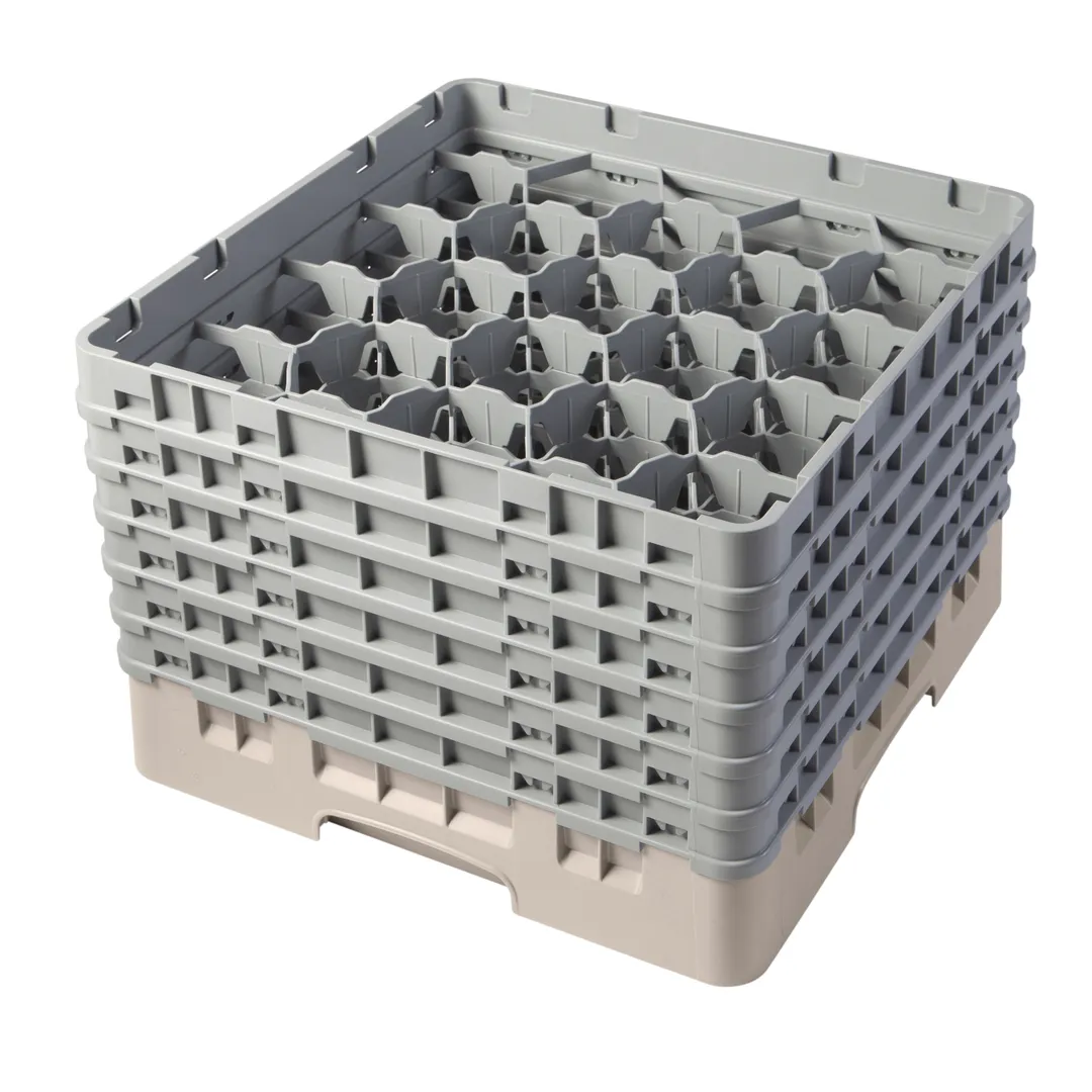Cambro 20S1114184 Camrack Glass Rack, Full Size, Beige, 20 Compartments, 3-7/8 Max Dia, 11-3/4 Max Height