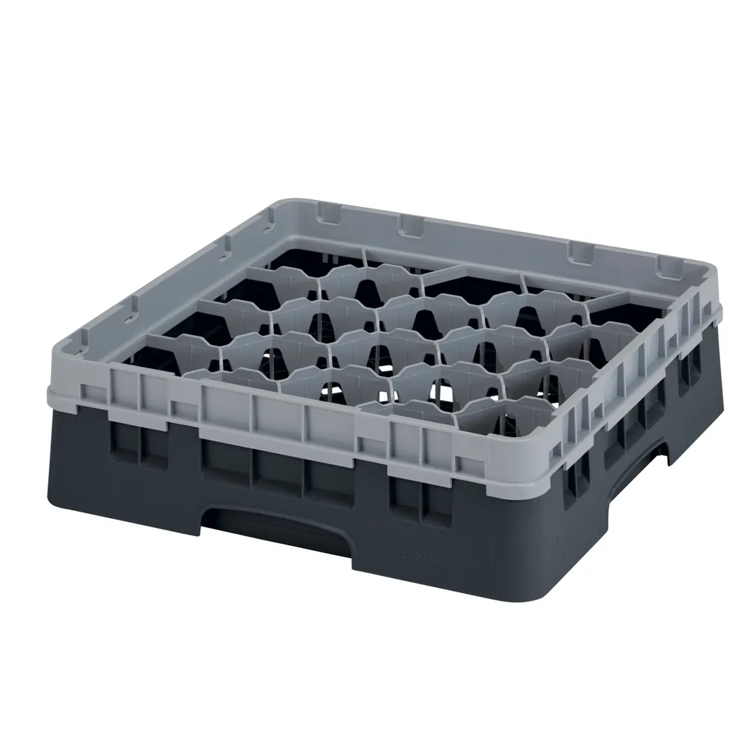 Cambro 20S318110 Camrack Glass Rack, Black, Full Size, 19-3/4 x 19-3/4, 20 Compartments, 3-7/8 Max Dia, HACCP
