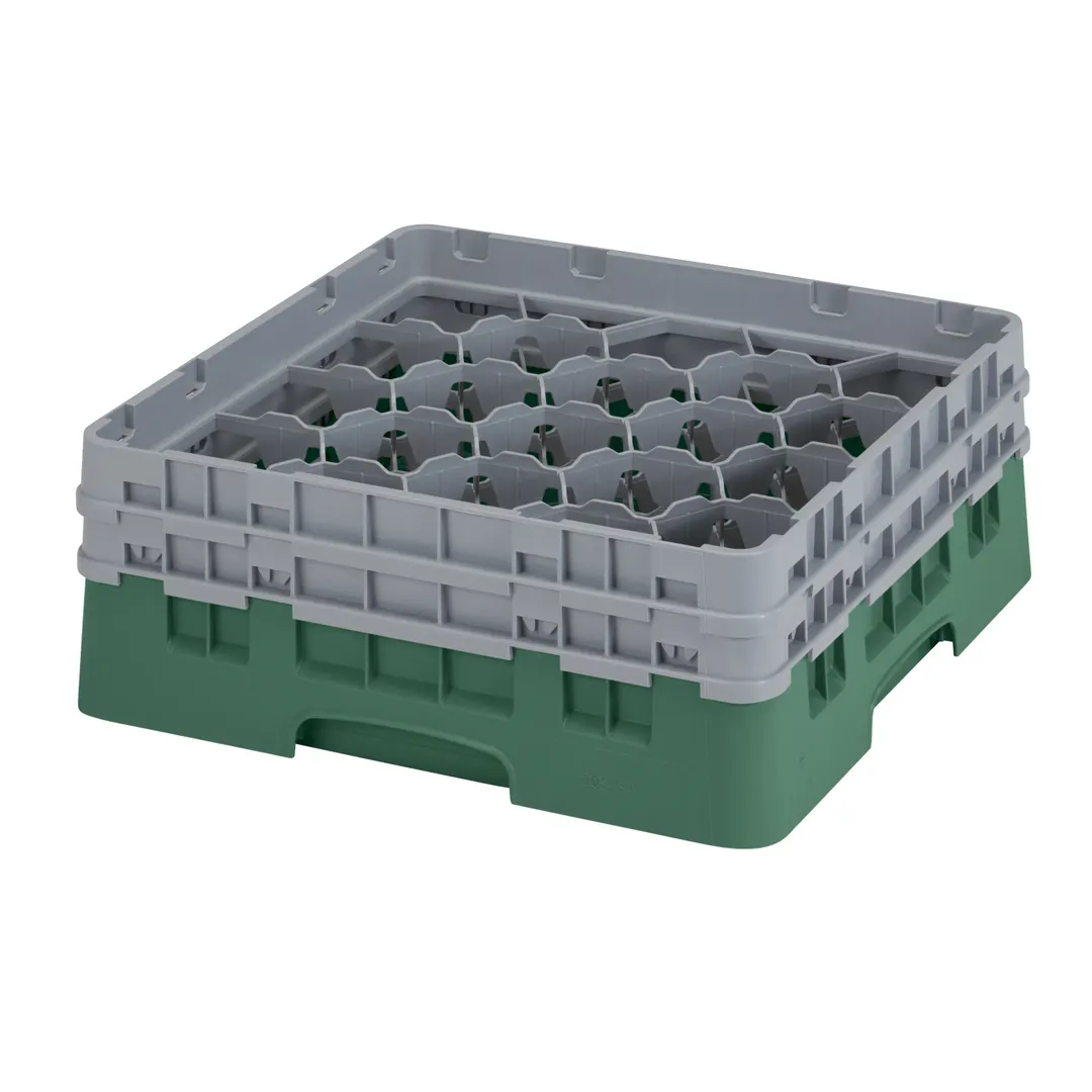 Cambro 20S434119 Camrack Glass Rack, Sherwood Green, Full Size, 20 Compartments, 3-7/8" Max Dia, 5-1/4" Max Height