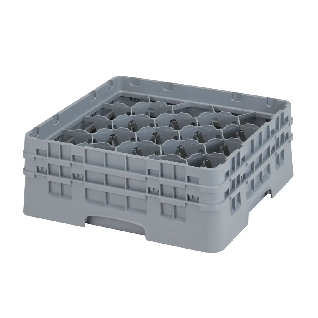 Cambro 20S434151 Camrack Glass Rack, Soft Gray, Full Size, 20 Compartments, 3-7/8" Max Dia, 5-1/4" Max Height