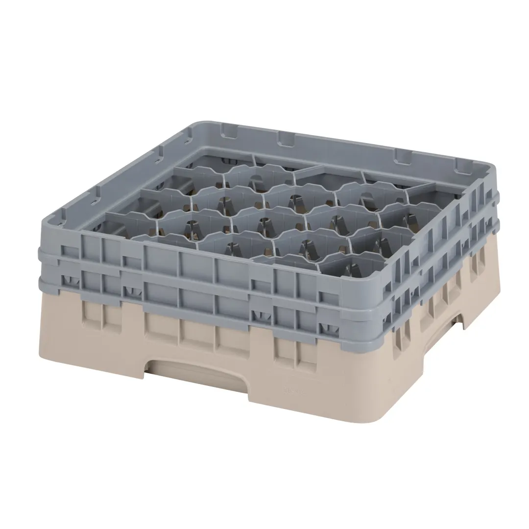 Cambro 20S434184 Camrack Glass Rack, Full Size, 19-3/4 x 19-3/4, 20 Compartments, Beige, HACCP Compliant