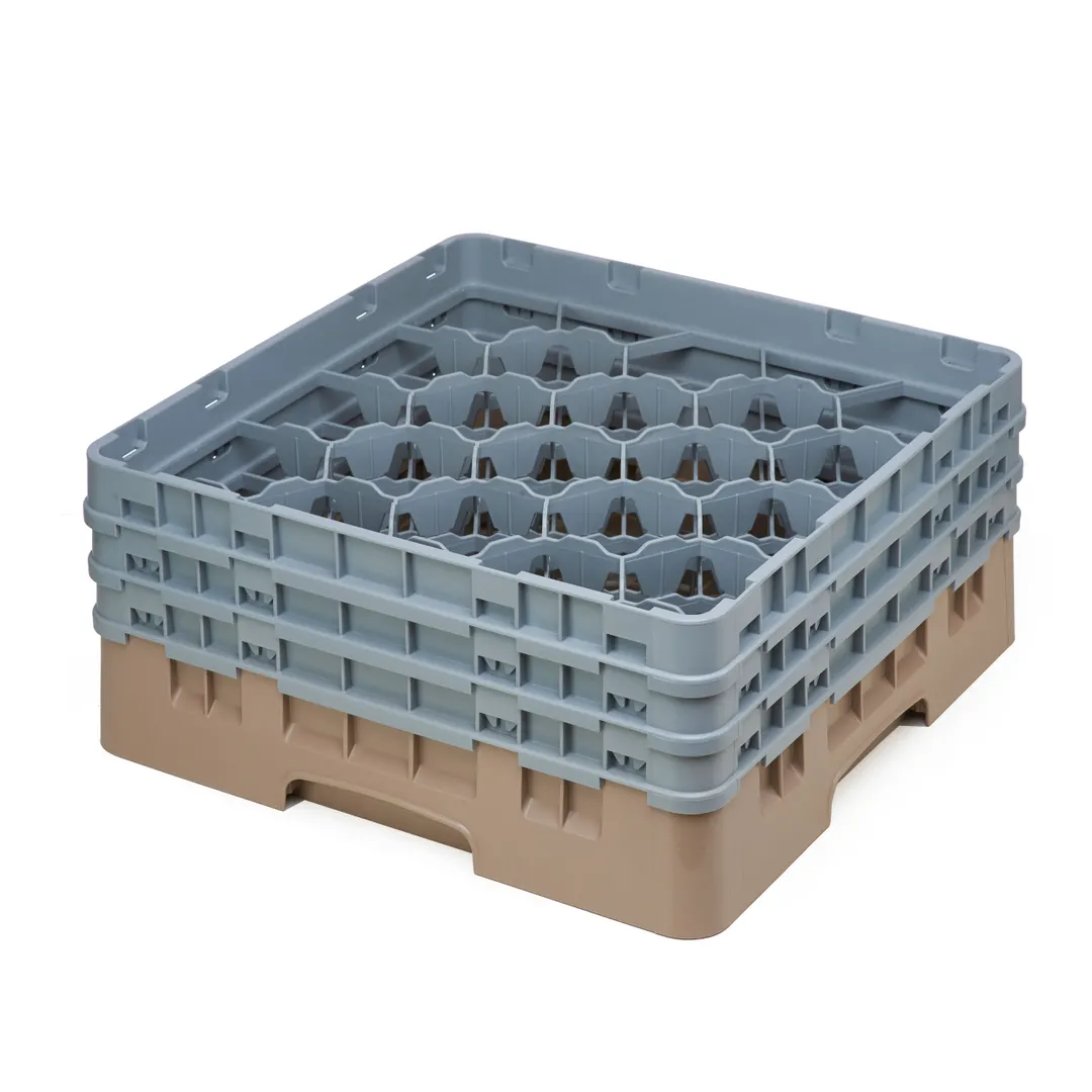 Cambro 20S638184 Camrack Glass Rack, Full Size, Beige, 20 Compartments, 3-7/8 Max Dia, 6-7/8 Max Height