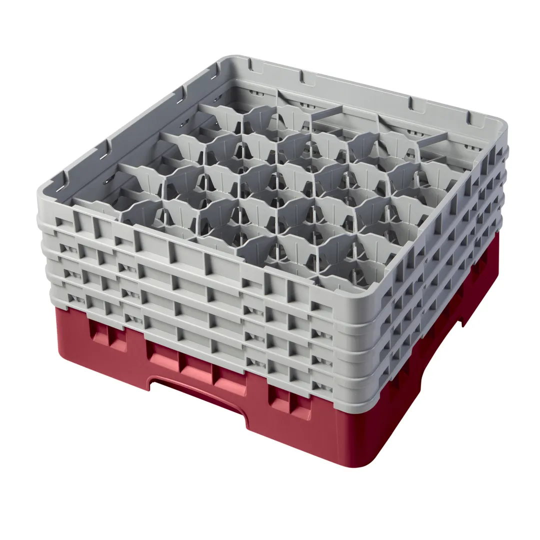 Cambro 20S800416 Camrack Glass Rack, 20 Compartments, Full Size, 19-3/4" x 19-3/4", Cranberry Red, HACCP Compliant
