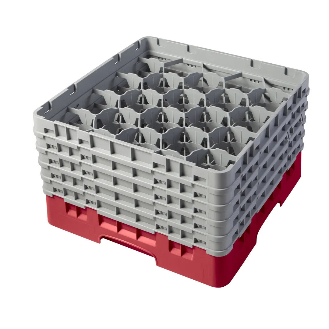 Cambro 20S958163 Camrack Glass Rack, Red, Full Size, 20 Compartments, 3-7/8 Max Dia, 10-1/8 Max Height