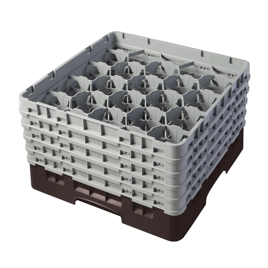 Cambro 20S958167 Camrack Glass Rack, Full Size, Brown, 20 Compartments, 19-3/4" x 19-3/4", HACCP