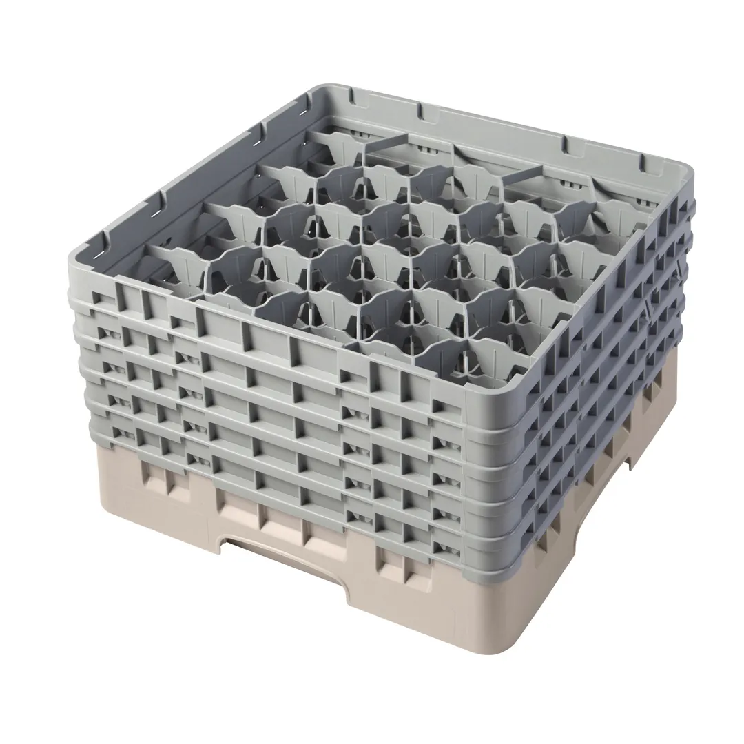 Cambro 20S958184 Camrack Glass Rack, Full Size, 20 Compartments, Beige, 19-3/4" x 19-3/4", HACCP