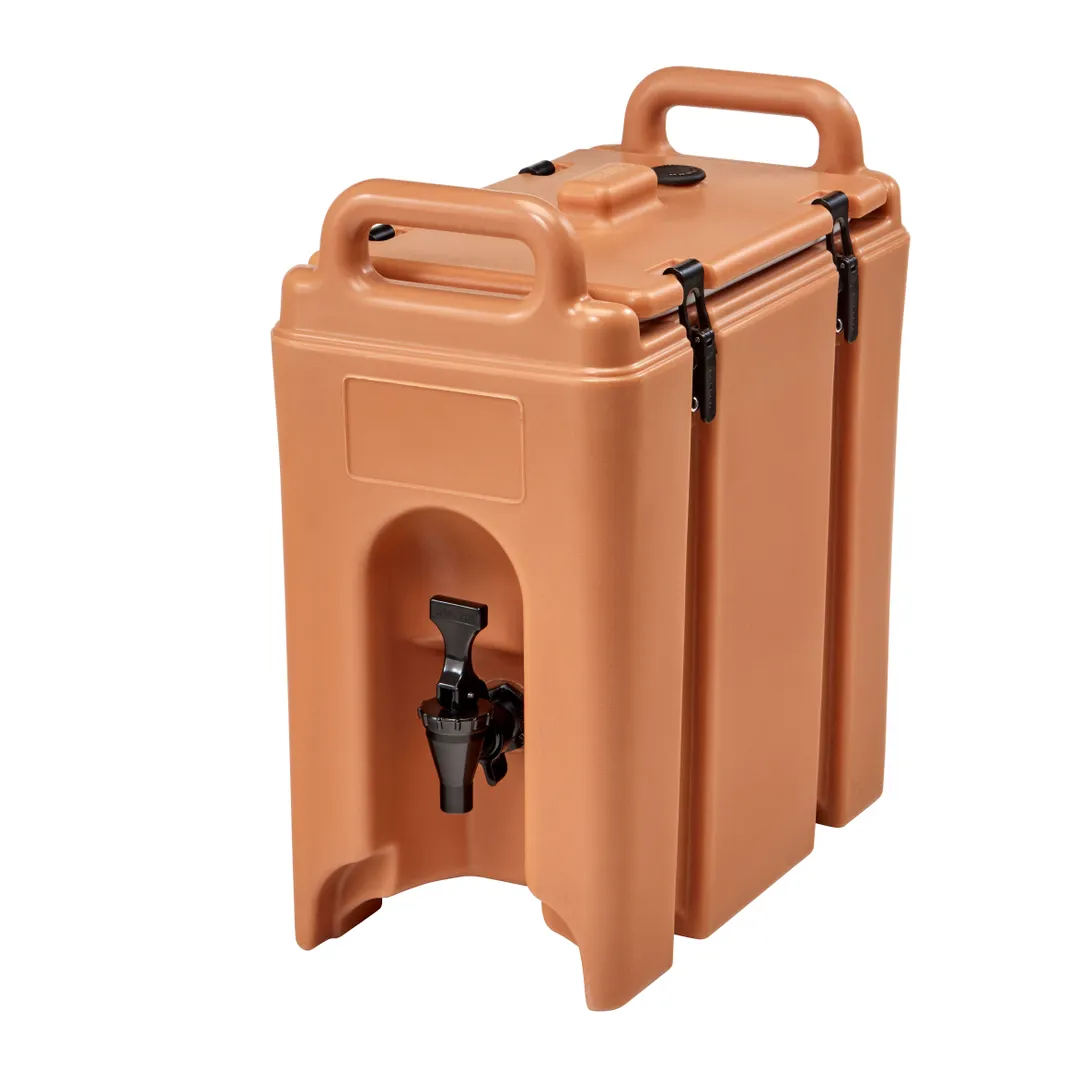 Cambro 250LCD157 Camtainer 2.5‑Gallon Dispenser, Beige Plastic, 9"W x 16½"D x 18⅜"H, NSF‑Approved